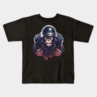 Angry gorilla in helmet Kids T-Shirt